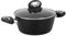 Crealys 539350 Faitout GRANITY Ø 20 cm H 8,5 cm en Aluminium forgé revêtement Noir Anti-adhérent sans PFOA - Intérieur effet Pierre - Couvercle en Verre - Tous Feux Dont Induction