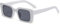 Long Keeper Retro Rechteck Sonnenbrille Damen Herren Vintage Eckig Sonnenbrille Trendige Quadratischem Brille UV400 (Weiß Grau)