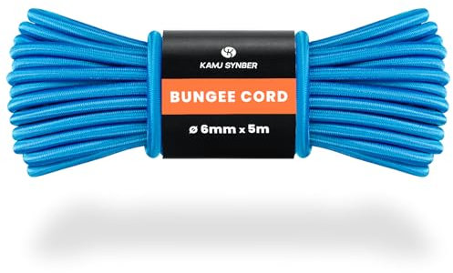 Kamu Synber Cuerda Elástica 6mm x 5m Cuerda de Goma Elastica para Lona, Remolque, Piscina, Pulpos | Azul
