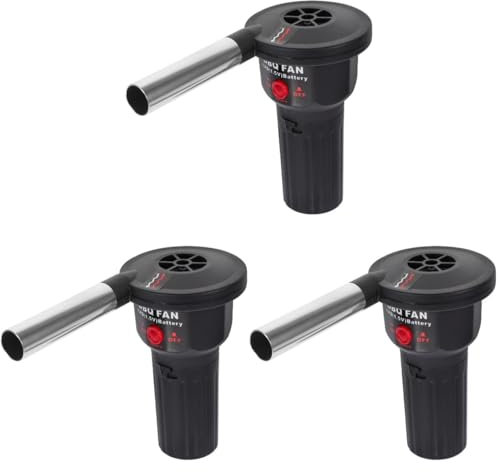 MUCKLILY 3st Elektrisches Gebläse Protokoll Ofenlüfter Campingkocher Gas Tragbar Auspuff Grube Kochen Solar- Grillzubehör Grillabende Herd Zinn Black Luftauslassrohr Aus Aluminiumlegierung