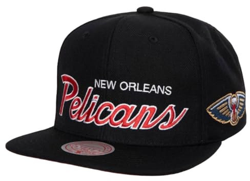 Mitchell & Ness New Orleans Pelicans Team Script 2.0 Snapback Mütze schwarz, Schwarz, Einheitsgröße