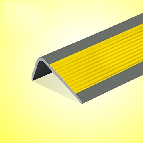 Non Slip PVC Rubber Stair Nosing Yellow L 3M Anti Slip Strip for Staircase Edge