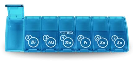 CINIBOX 7 in 1 – Tablettenbox 7 Tage – Helltürkis – Pillendose & Medikamentenbox mit 7 Fächern – leicht zu öffnen & sicher verschlossen – BPA-frei & lebensmittelecht – Made in DE