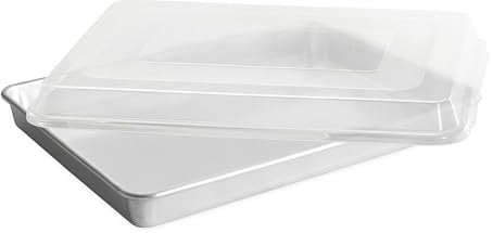 Nordic Ware Extra Large High-Sided Baking Pan, 21.1 x 15 x 2 inches, XL Big Baking pan Natural Uncoated Aluminum, Reinforced Steel Rim Prevents Warping, Big Batch with Lid