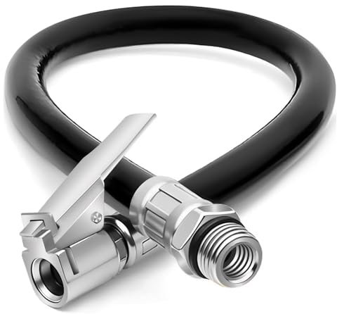 QZKJQDD 2 Stück Reifenfüller Schlauch, Ventilverlängerung Set, 38CM Reifenfüllschlauch, Autoventil Adapter, Reifenfüller Geeicht, Ersatzschlauch für Luftpumpe, Für Auto, Fahrrad, Motorrad (Stil 2)