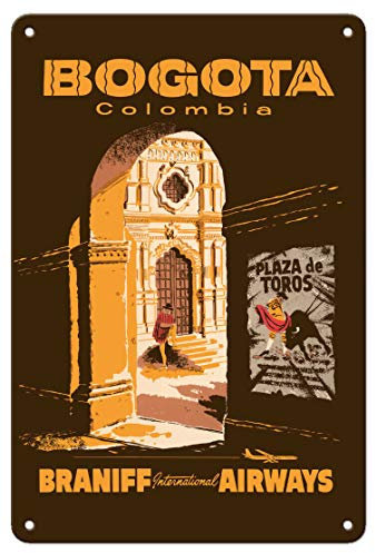 asbwuo Cartel de viaje Vintage de Plaza De Toros de Bogotá, Colombia, cartel de chapa de Metal