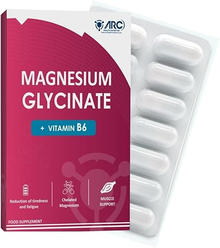 Magnesium Glycinate 1500mg & Vitamin B6 Supplement High Strength Vegetarian 28 Capsules - Providing 315mg Elemental Magnesium (Bisglycinate) - Pure Active Ingredient