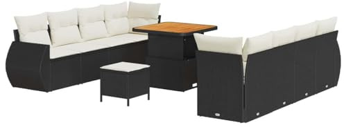 vidaXL Gartensofa-Set 11 STK. Schwarz Poly-Rattan