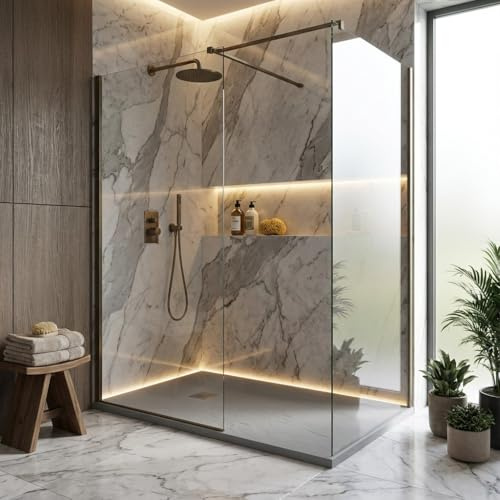 Receveur de douche en résine couleur ciment 75 x 120 cm avec grille et bonde - Showey