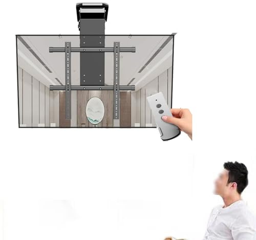 Motorized TV Lift with Remote Control - Adjustable Ceiling Mount for 50-90 Inch TVs, Hidden Drop Down Bracket, Auto Lifting TV Stand for Home Theater