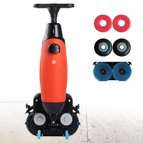 Pavimenti commerciali Lavasciuga pavimenti con doppia spazzola a disco, batteria, lucidatrice per pavimenti multifunzione, rotazione a 360°,serbatoio da 4 litri,per ristoranti, garage o palestre