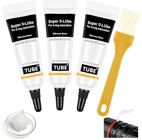 AUAUY 3 Pièces Graisse Silicone Avec 1 Pinceau, Graisse Silicone Mecanique | Résistant aux Températures Élevées et Basse, pour Joint Torique, Robinets, Sceau Renforcé
