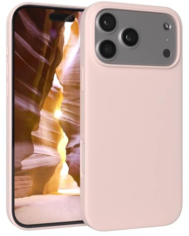 EAZY CASE Premium Silikon Hülle für iPhone 17 Pro Max - Handyhülle, Stoßfest, Schutzhülle mit Kameraschutz, Kratzfester weicher Mikrofaser-Innenfutter, Slim Silikon Cover Case Bumper - Altrosa Rosa