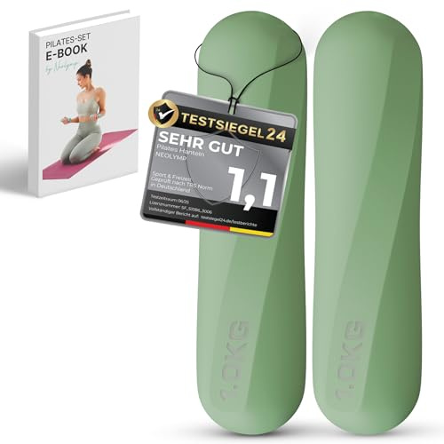 NEOLYMP Pilates Hanteln 1 kg – rutschfestes Silikon Hantelset – ergonomische Kurzhanteln 2er Set für Pilates, Yoga & Home Workout – kleine Hanteln für Frauen