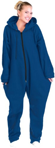 PEARL basic Fleece Overall: Jumpsuit aus flauschigem Fleece, blau, Größe XL (Jumpsuit mit Öffnung hinten, Herren, Füße)