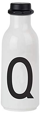 Design Letters Botella de Agua Blanco 500 Ml (A-Z) | Botella Agua para Niño, Adults | Botellas Agua Niños Colegio Libre BPA/BPS | Garrafa Agua Personalizada | Botella Agua Irrompible a Prueba de Fugas