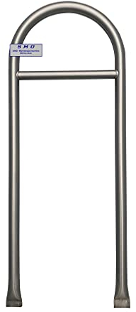 1 Edelstahlanlehnbügel, 460 mm breit, aus Rundrohr Ø42,4mm, mit Querholm, Fahrradanlehnbügel, zum Einbetonieren, K240 geschliffen - Ihr Rohrbieger aus Bremen