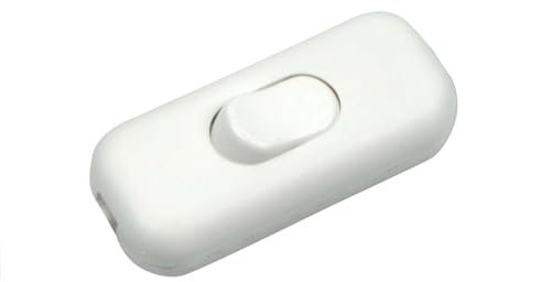 ElekTek Interrupteur Torpedo à profil bas de 2 A - À utiliser avec flexible à 2 ou 3 conducteurs - Choix de couleurs Blanc