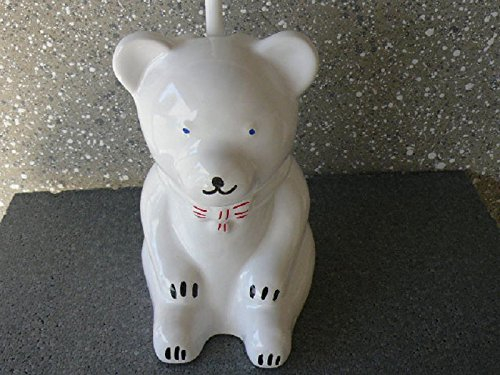 WC-Bürstengarnitur aus Keramik in Form eines Bäres mit Bemalung