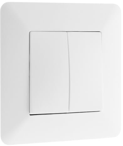 Zenitech - Interruptor De Dos Vías Doble 10A - Equipamiento Empotrado Listo Para Instalar - Compatible Con Caja Empotrada - Diseño Moderno Con Frontal Ajustable - Blanco