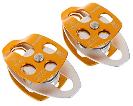 MagiDeal 2er Set 32KN Doppelte Riemenscheibe Seilrolle - Umlenkrolle, Double Pulley - Gold