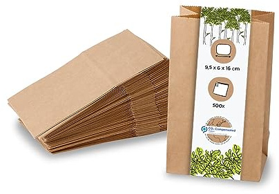 BIOZOYG kleine Kraftpapier Tüten I Braune Papiertüten Geschenktüten Bio I Papier Tüte mit Boden recyclebar I Blockbodenbeutel ungebleicht I Bodenbeutel biologisch abbaubar I Größe S