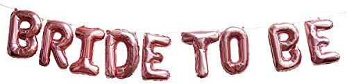 Oblique Unique® Bride to Be Folienballon Girlande Banner in Roségold Glänzend als JGA Party Junggesellinnenabschied Hochzeit Deko mit 9 Folien Luftballons