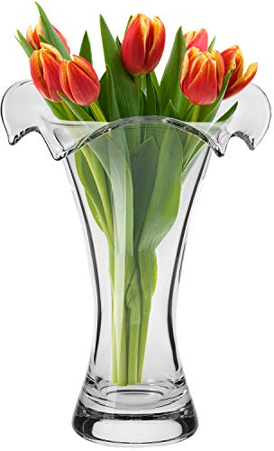 KROSNO Blumenvase Glas-Vase | 270 mm Hoch | Wave Kollektion | Perfekt für Zuhause, Restaurants und Partys | zur manuellen Reinigung Transparent