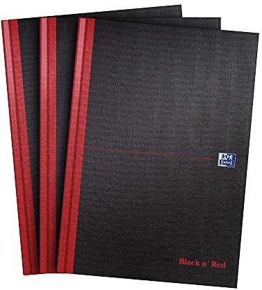 Oxford Black n' Red Notizbuch, A4, fester Einband, Hardcover 3er-Pack A4