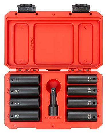 TEKTON 1/2 Inch Drive Impact Lug Nut Socket Set (9-Piece) | SID92415
