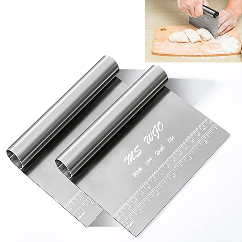 Pro Dough Pastry Scraper/Cutter/Chopper Stainless Steel Mirror Polished with Measuring Scale Multipurpose- Cake, Pizza Cutter - Pastry Bread Separator Scale Knife (1)