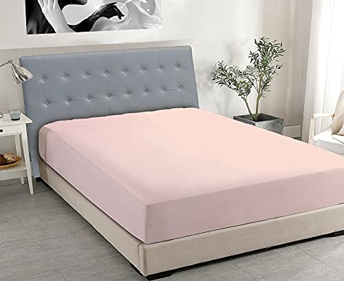 JENNY SESAL Lenzuolo sotto con angoli - tinta unita - MADE IN ITALY- letto matrimoniale, singolo e una piazza e mezza- ampia scelta di colori e taglie (Cipria, Matrimoniale)