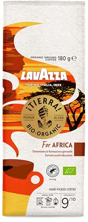 Lavazza Tierra For Africa Caffè Macinato Biologico, Arabica e Robusta, Tostatura Media, 6 Confezioni da 180 gr