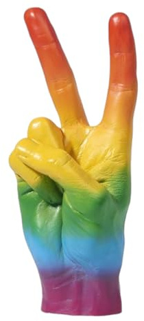Peace Dekofigur Regenbogen Hand Peacezeichen Deko Figur in Regenbogenfarben