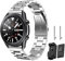 Compatible con Galaxy Watch 46MM / Galaxy Watch 3 45MM Pulsera de metal de 22 mm Correa de repuesto de acero inoxidable para Samsung Galaxy Watch 46 mm (plata)