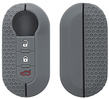 kwmobile Custodia Coprichiave Compatibile con Fiat Lancia con 3 tasti pieghevole Cover - Copri Telecomando Chiave Auto - Copri Chiavi Macchina grigio/nero