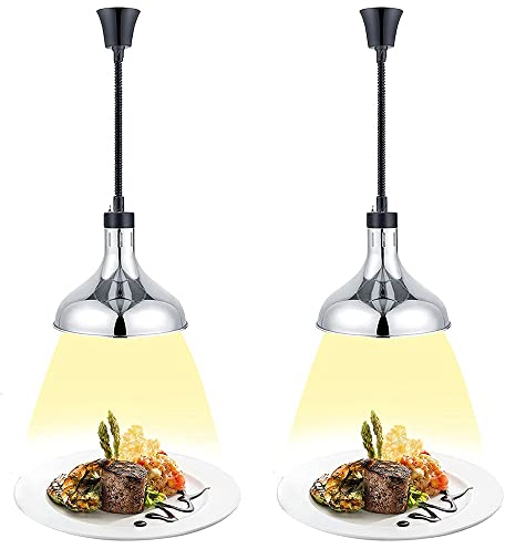 Kommerzielle Lebensmittel Wärmelampe, Buffet Waermelampe für Essen Warm Halten Wärmelampe Warmhalte Lampe für Pizz Steak 250W Länge Verstellbar Von 60 Bis 180cm Silver
