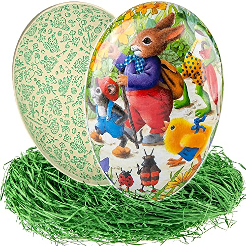 alles-meine.de GmbH 10 Stück Ostereier + Ostergras/Eier zum befüllen Anzahl frei wählbar 15 cm - Hase beim Osterspaziergang - Füll - Pappei - Deko Pappe Papp Pappeier DEK..