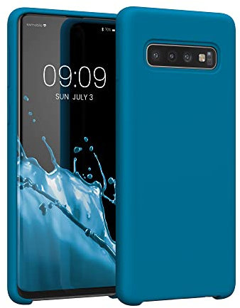 kwmobile Hülle kompatibel mit Samsung Galaxy S10 Hülle - Silikon Handy Case - Handyhülle weiche Oberfläche - kabelloses Laden - Blue Reef