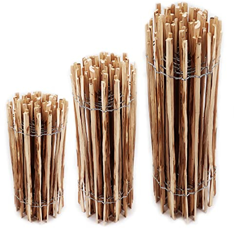 25m Aquagart Staketenzaun 50cm hoch Lattenabstand 4-6cm Gartenzaun Kastanienzaun aus Haselnuss Langlebiger Holzzaun Holz Zaun mit doppelter Drahtumspannung Rollzaun