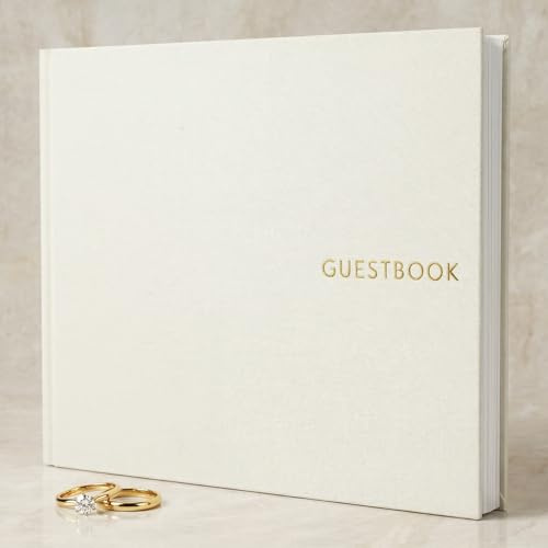 ZICOTO Beautiful Linen Wedding Guest Book for Your Wedding Reception - Simply Elegant Guestbook to Sign in and Add Polaroid Photos - The Perfect Baby Shower Guest Book and Addition to Your Big Day