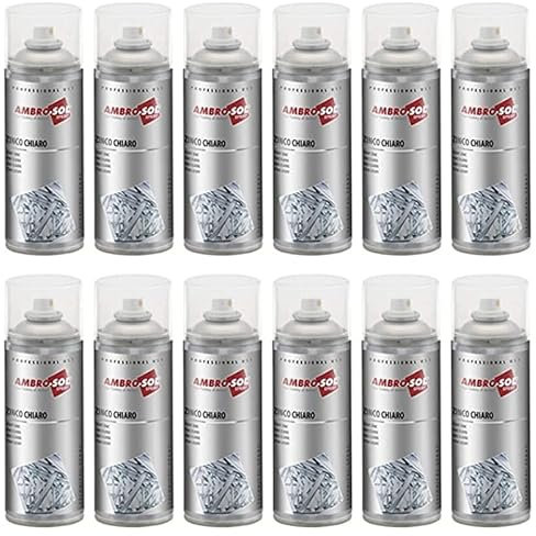 VIRSUS 12 Bombolette Zinco Chiaro 400ml Spray Brillante, Protettivo, Antiossidante Zincante A Freddo Anticorrosivo Antiruggine Parti Saldate Ossidate Protettivo Metallo