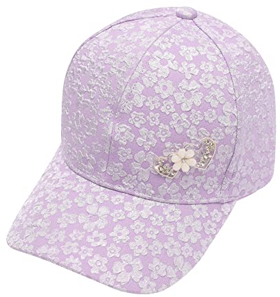 ZLYC Casquette de baseball d'été avec fleurs pour femme, Broches violettes, Taille Unique