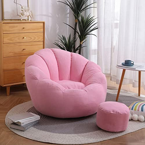 Pouf a Sacco Puff Poltrona (Senza Imbottitura) per Divano E Poltrona, per Camera da Letto, Soggiorno, Interno Cuscino da Lettura,Rosa