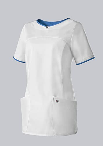 BP 1700-485-2106 Schlupfkasack Für Damen, Moderne Passform, 50% Baumwolle/50% Polyester, Weiß/azurblau, Größe XLn