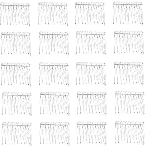 XCSJ 20 Pcs Diy Braut Hochzeit Kamm Haarkamm Metall (Silber) | Hochzeit Haarkämme Mit 12 Zähnen Kamm Für Schleier Haarkamm Für Brautschmuck, Brautschleier, Kopfschmuck Zubehör
