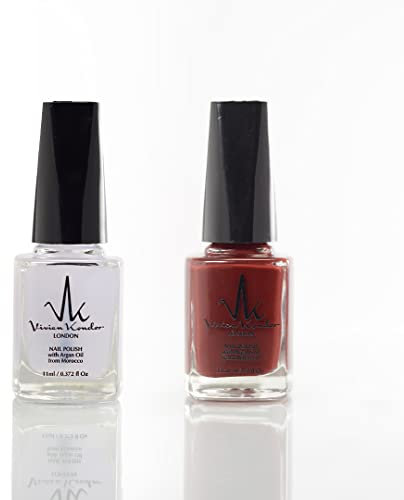 Vivien Kondor Vegan Friendly Argan Care Nail Polish (Combo Of 2) Long Lasting Shiny Nail Polish (Matte Top Coat) + (Red Black)