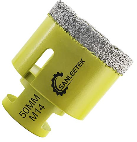 Foret Diamant Carrelage 50mm SANLEETEK Brasé Sous Vide Scie Cloche Diamant pour Céramique Porcelaine Marbre Granit Perçage à Sec M14 Filetage
