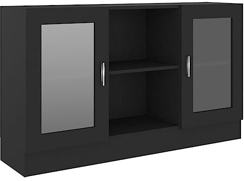vidaXL Vitrinenschrank Schwarz 120x30,5x70 cm Holzwerkstoff
