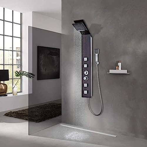 Sanitär-Duschpaneel-System Glas braun-Hardware